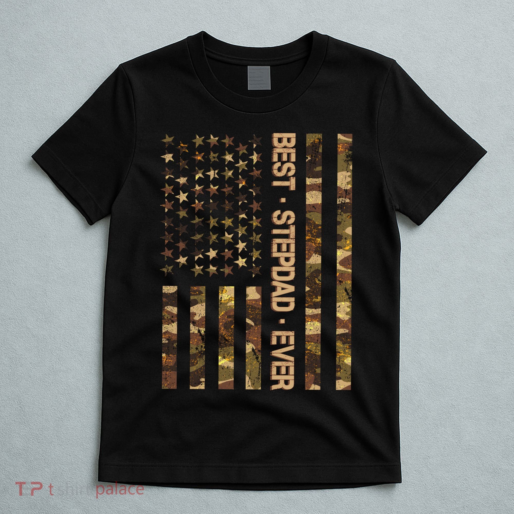 Best Stepdad Ever Camouflage Flag T-Shirt