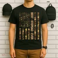 Best Stepdad Ever Camouflage Flag T-Shirt thumb 6