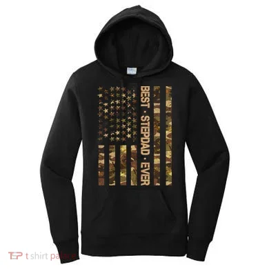 Best Stepdad Ever Camouflage Flag Women's Hoodie