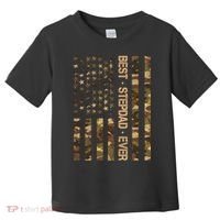 Best Stepdad Ever Camouflage Flag Toddler T-Shirt thumb 0