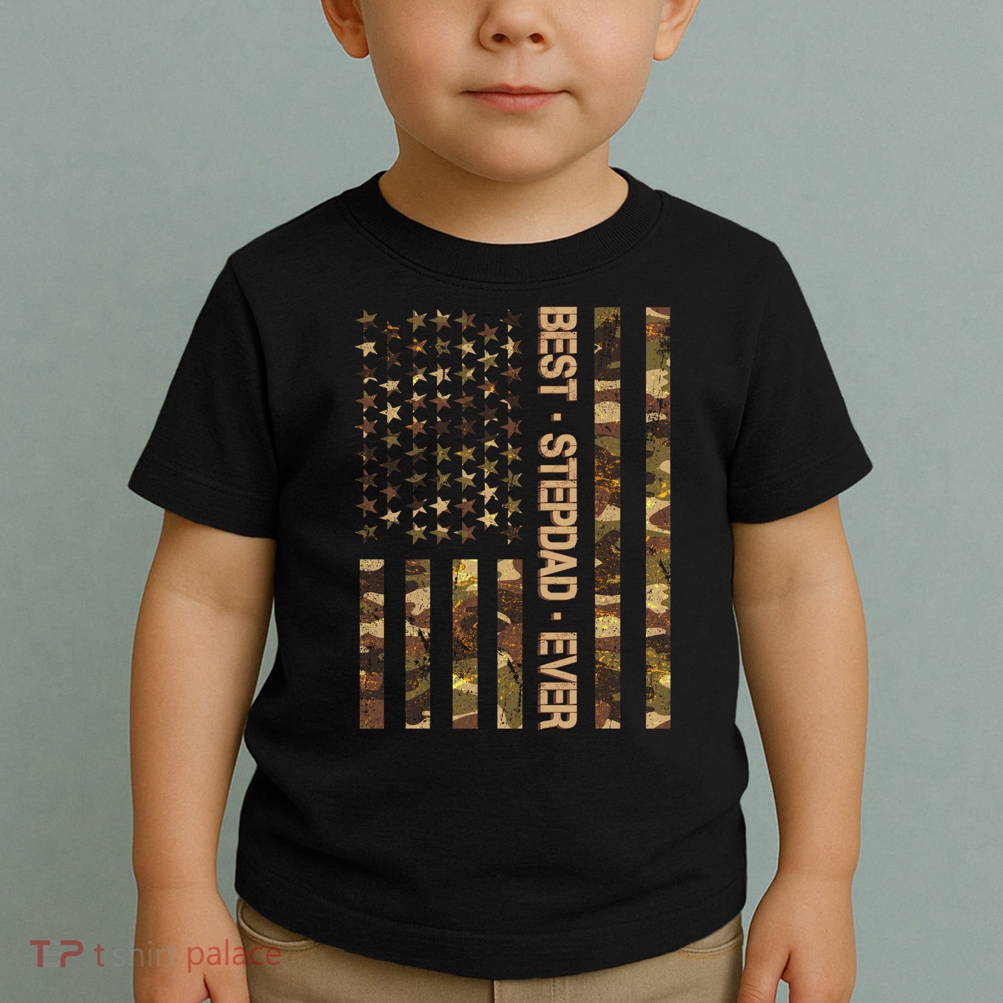 Best Stepdad Ever Camouflage Flag Toddler T-Shirt