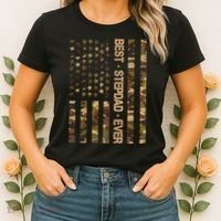 Best Stepdad Ever Camouflage Flag Women's T-Shirt thumb 2