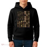 Best Stepdad Ever Camouflage Flag Kids Hoodie thumb 4