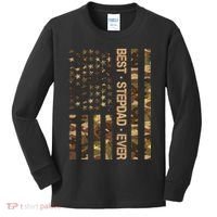Best Stepdad Ever Camouflage Flag Kids Long Sleeve Shirt thumb 0