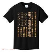 Best Stepdad Ever Camouflage Flag Kids T-Shirt thumb 0
