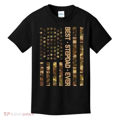 Best Stepdad Ever Camouflage Flag Kids T-Shirt