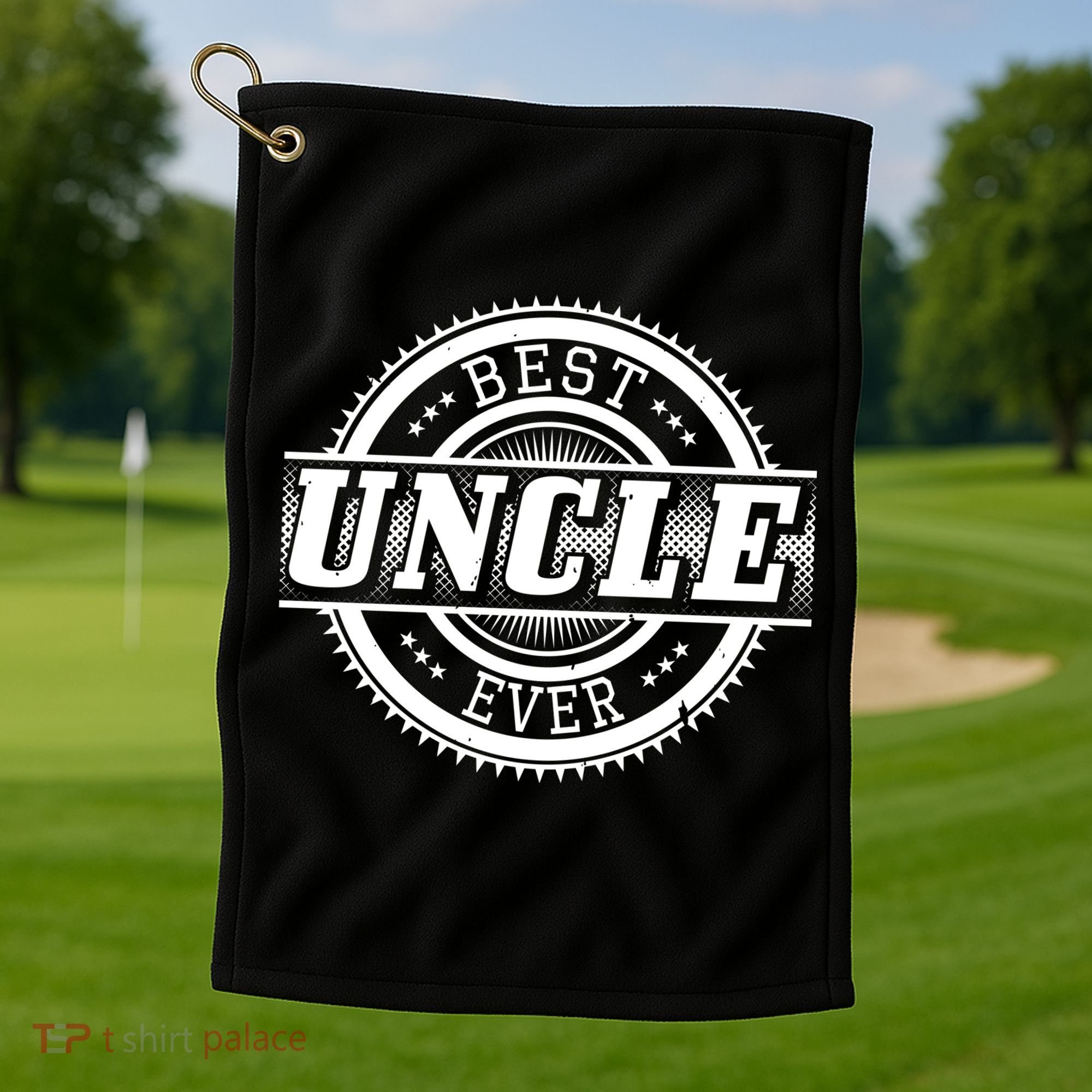 Best Uncle Ever Badge Golf Towel