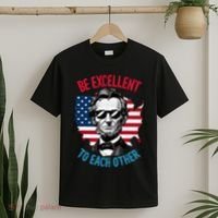 Be Excellent To Each Other Us Map Flag Abe Abraham Lincoln T-Shirt thumb 2