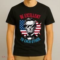 Be Excellent To Each Other Us Map Flag Abe Abraham Lincoln T-Shirt thumb 3