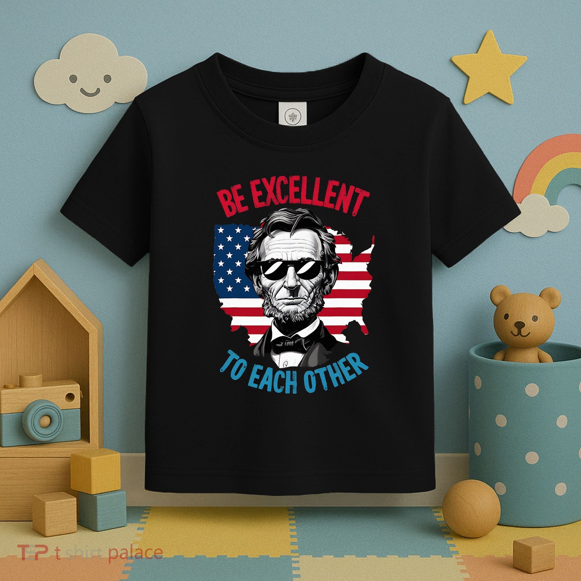 Be Excellent To Each Other Us Map Flag Abe Abraham Lincoln Toddler T-Shirt