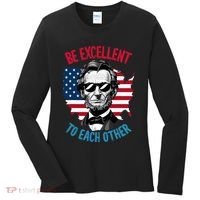 Be Excellent To Each Other Us Map Flag Abe Abraham Lincoln Women's Long Sleeve Shirt thumb 0
