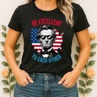 Be Excellent To Each Other Us Map Flag Abe Abraham Lincoln Women's T-Shirt thumb 2