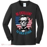 Be Excellent To Each Other Us Map Flag Abe Abraham Lincoln Kids Long Sleeve Shirt thumb 0