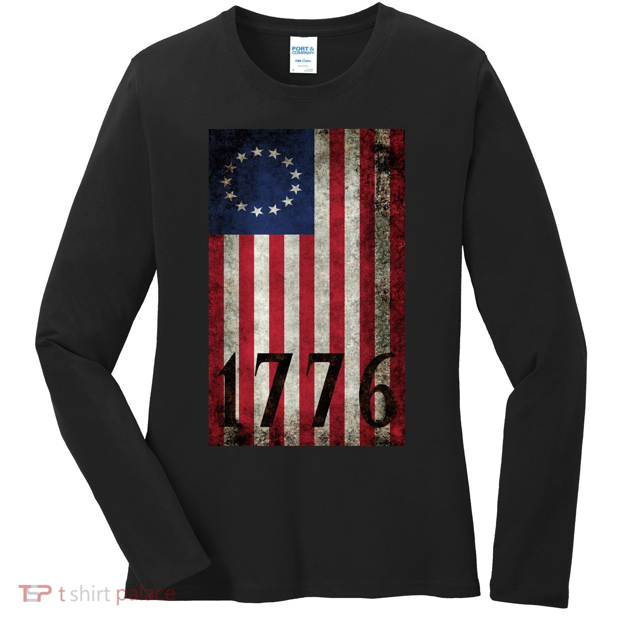 Betsy Ross 1776 13 State Original Colonies Flag Women's Long Sleeve Shirt