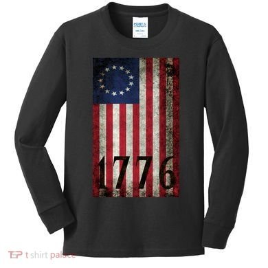 Betsy Ross 1776 13 State Original Colonies Flag Kids Long Sleeve Shirt