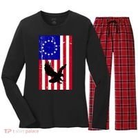 Betsy Ross 4th Of July American Flag Women's Long Sleeve Flannel Pajama Set  thumb 0