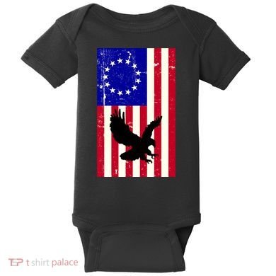 Betsy Ross 4th Of July American Flag Baby Bodysuit