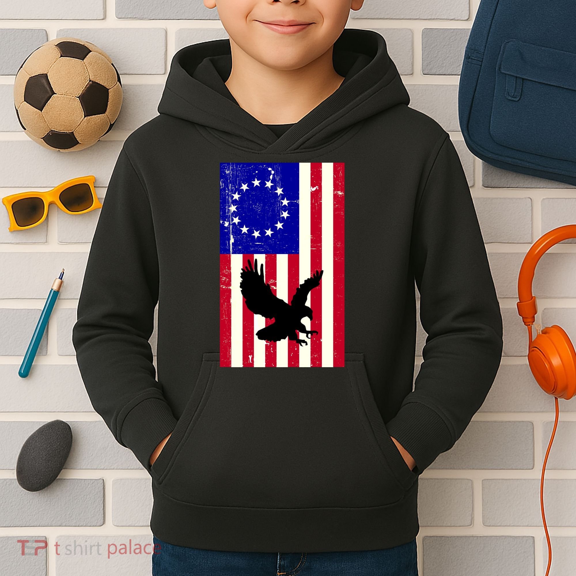 Betsy Ross 4th Of July American Flag Kids Hoodie
