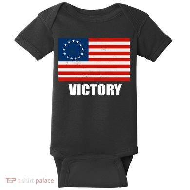 Betsy Ross American Victory Flag Baby Bodysuit