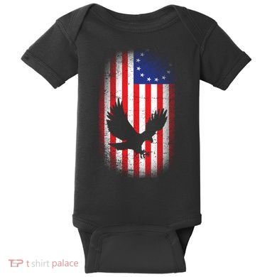Betsy Ross Flag 13 Colonies Bald Eagle Baby Bodysuit
