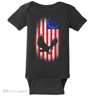 Betsy Ross Flag 13 Colonies Bald Eagle Baby Bodysuit