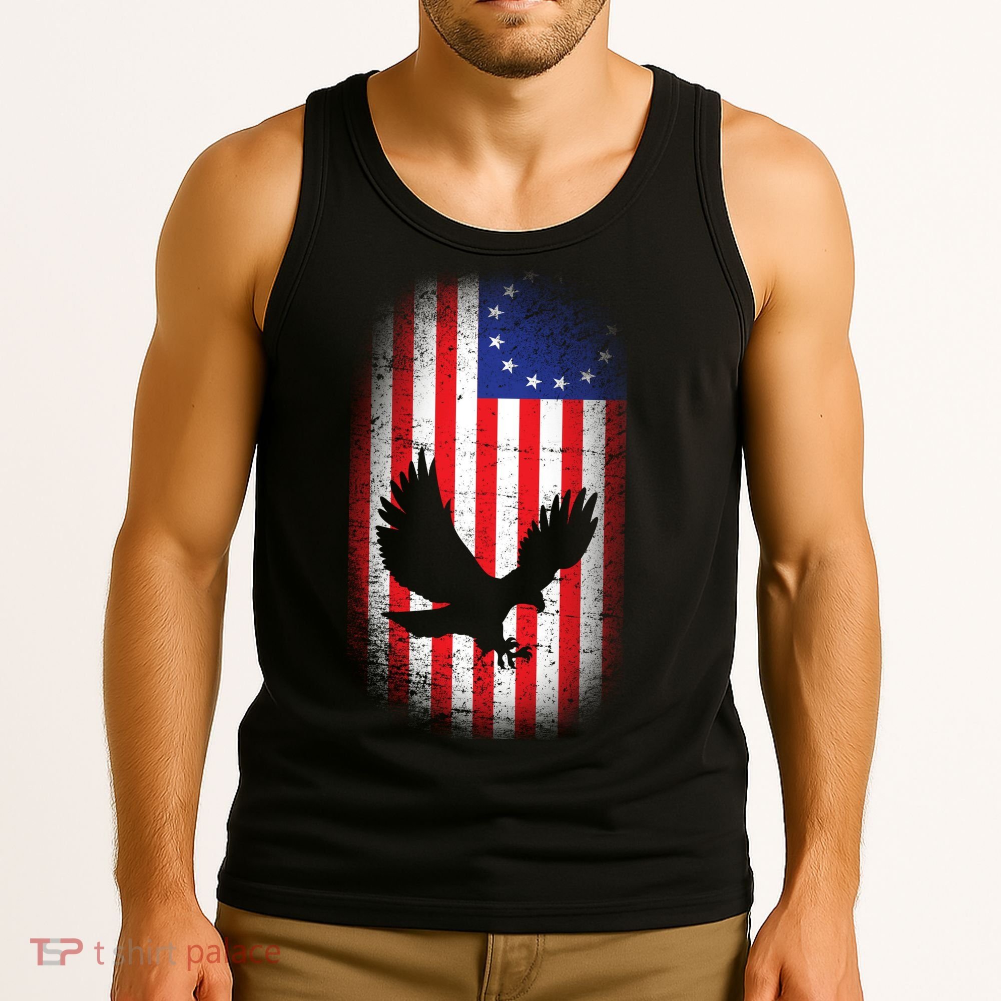 Betsy Ross Flag 13 Colonies Bald Eagle Tank Top