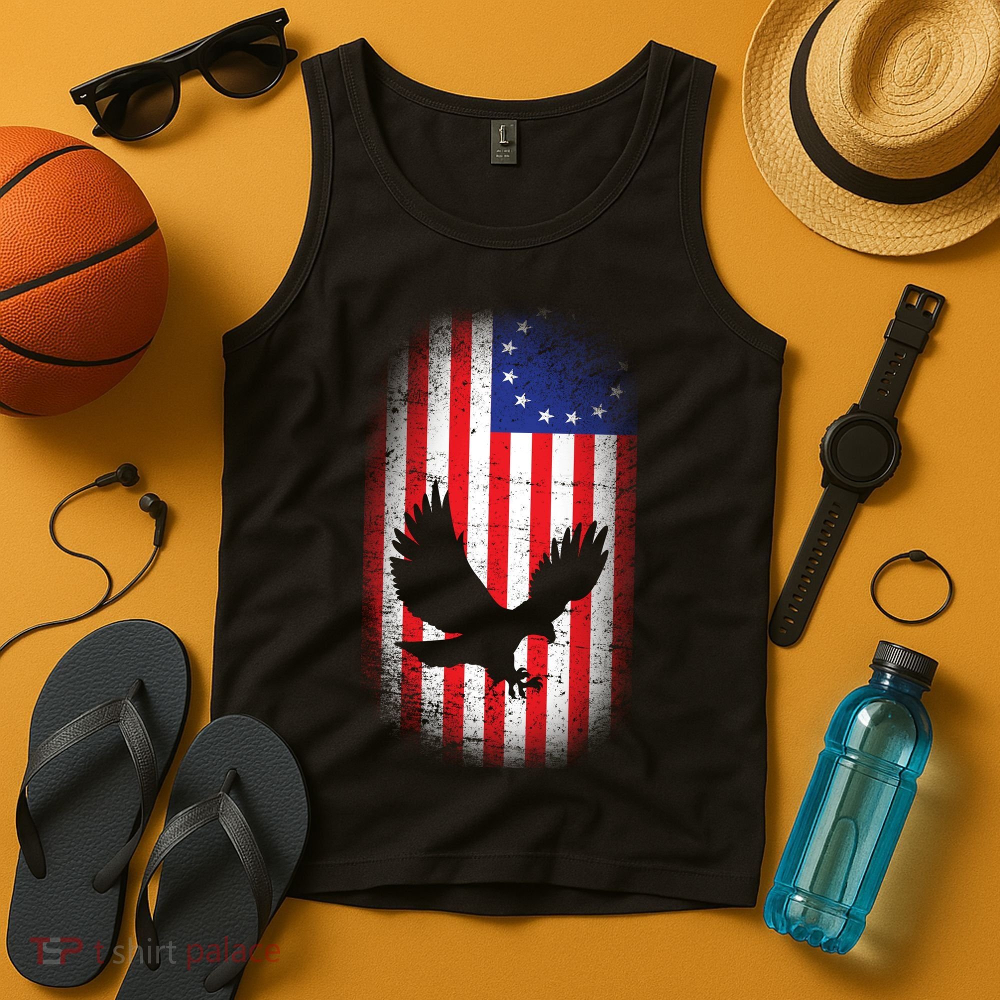 Betsy Ross Flag 13 Colonies Bald Eagle Tank Top