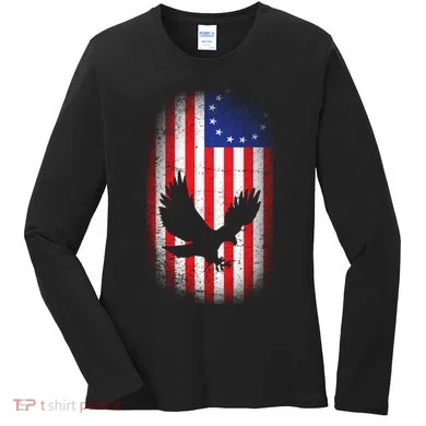 Betsy Ross Flag 13 Colonies Bald Eagle Women's Long Sleeve Shirt