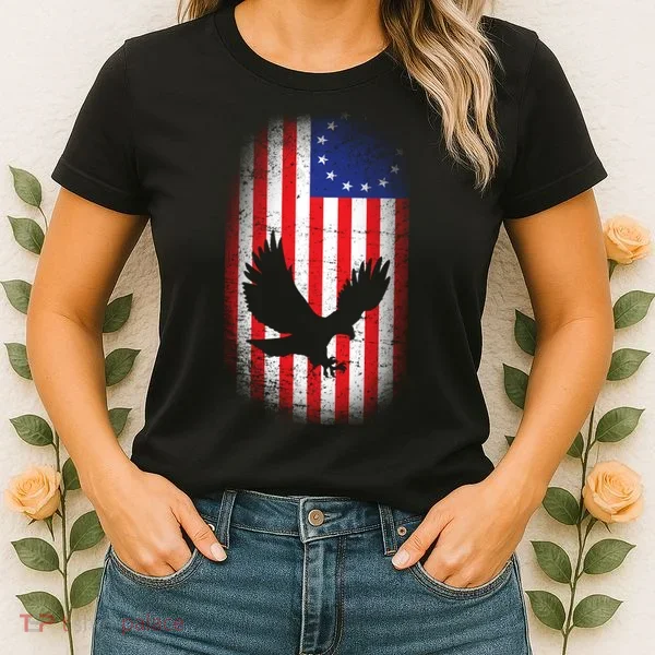 Betsy Ross Flag 13 Colonies Bald Eagle Women's T-Shirt