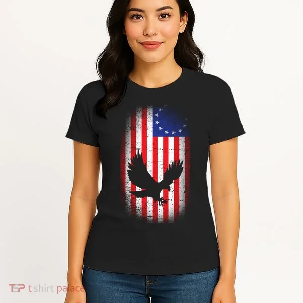 Betsy Ross Flag 13 Colonies Bald Eagle Women's T-Shirt