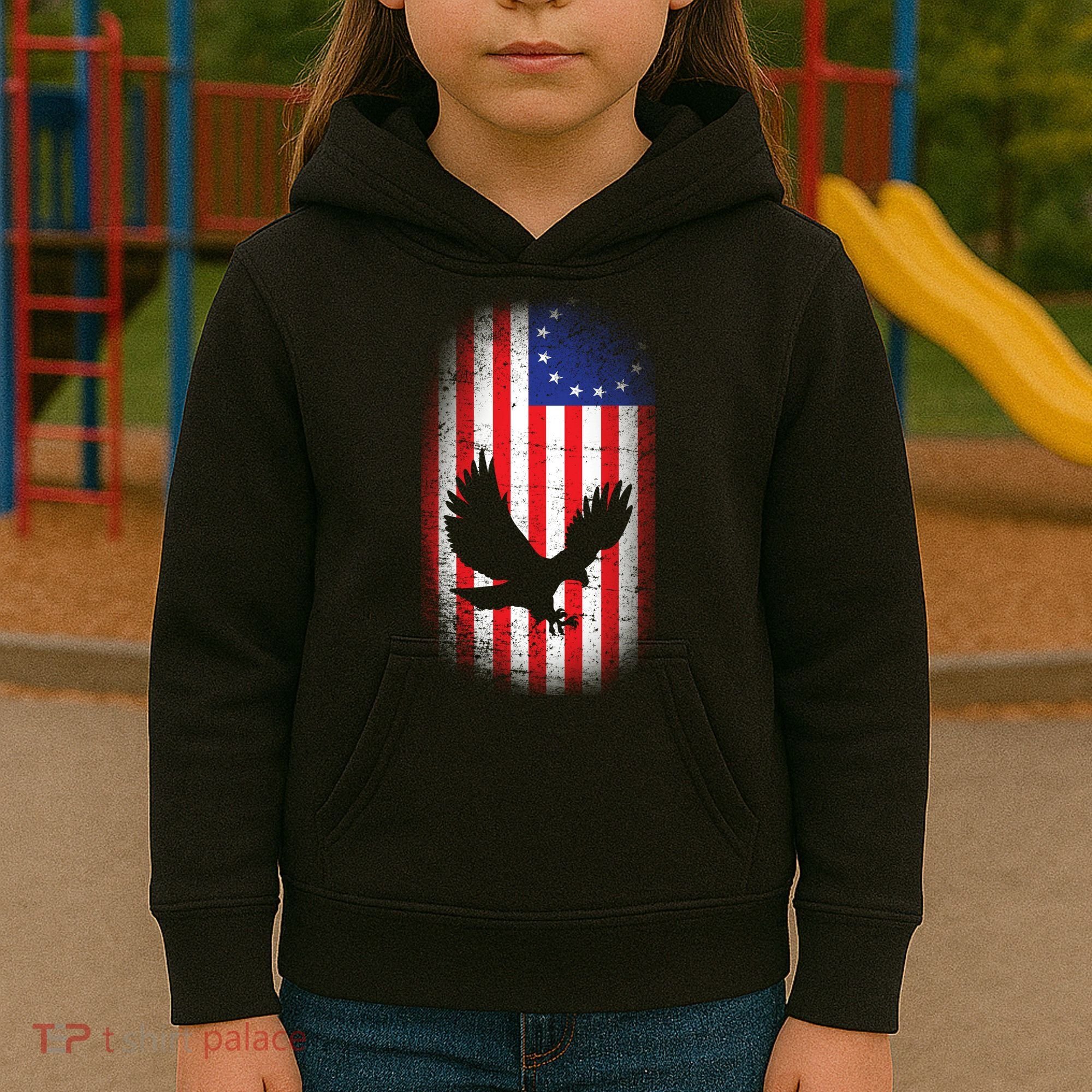 Betsy Ross Flag 13 Colonies Bald Eagle Kids Hoodie