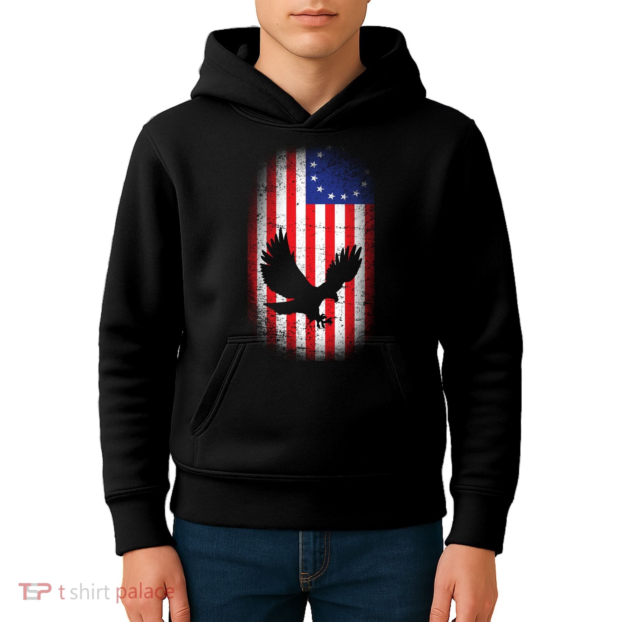 Betsy Ross Flag 13 Colonies Bald Eagle Kids Hoodie