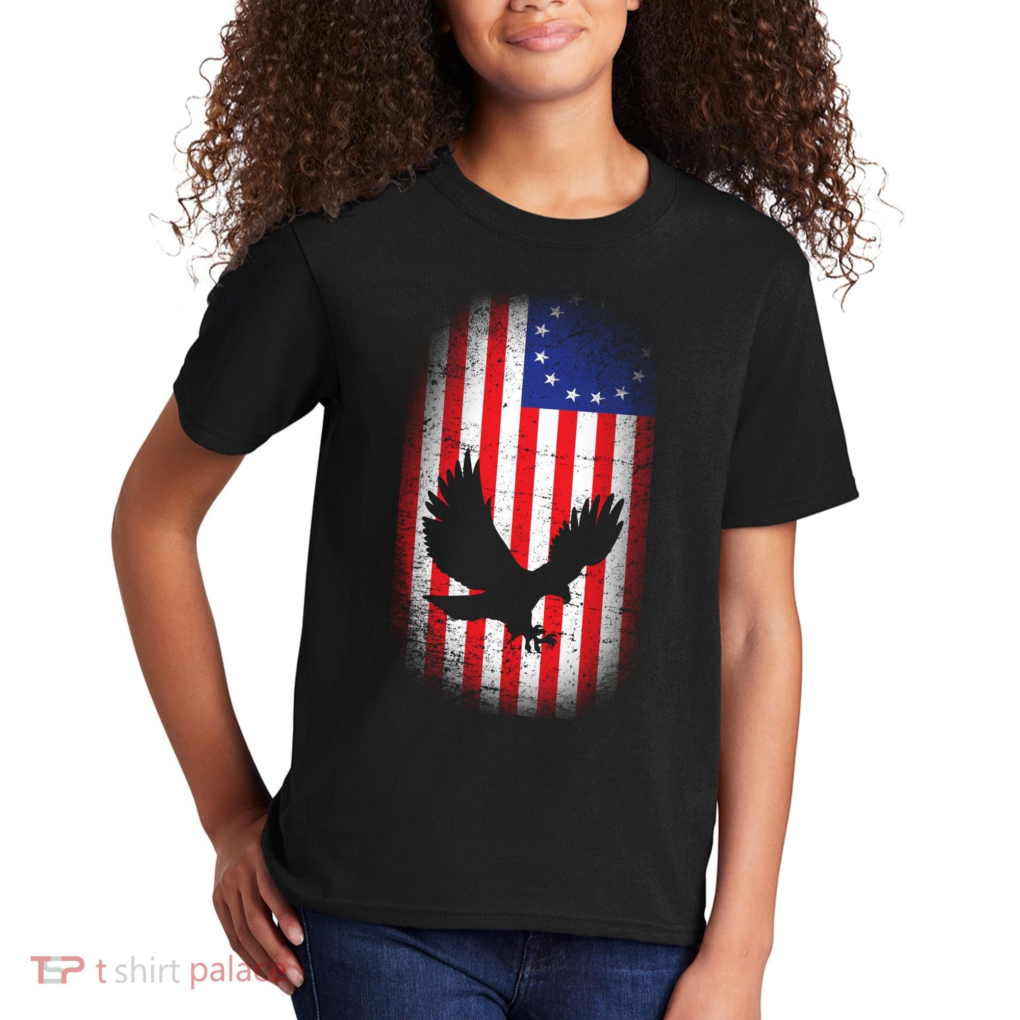 Betsy Ross Flag 13 Colonies Bald Eagle Kids T-Shirt