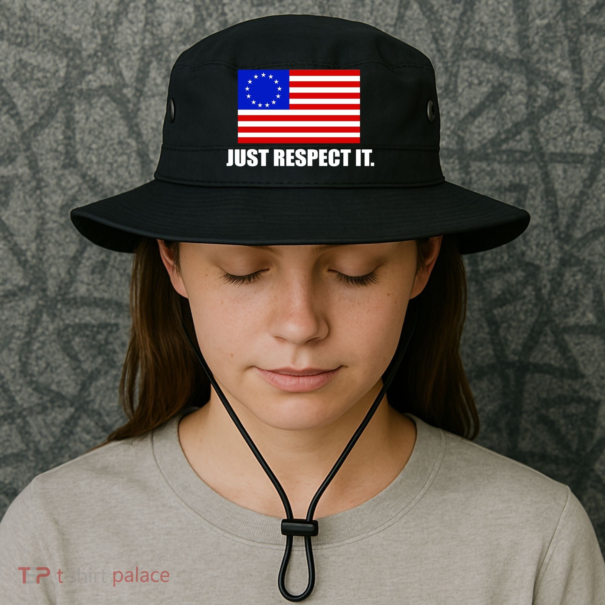 Betsy Ross Flag Just Respect It Bucket Hat