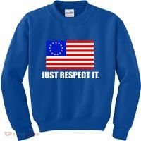Betsy Ross Flag Just Respect It Kids Sweatshirt thumb 0