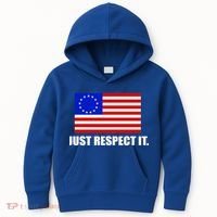 Betsy Ross Flag Just Respect It Kids Hoodie thumb 0
