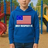 Betsy Ross Flag Just Respect It Kids Hoodie thumb 2