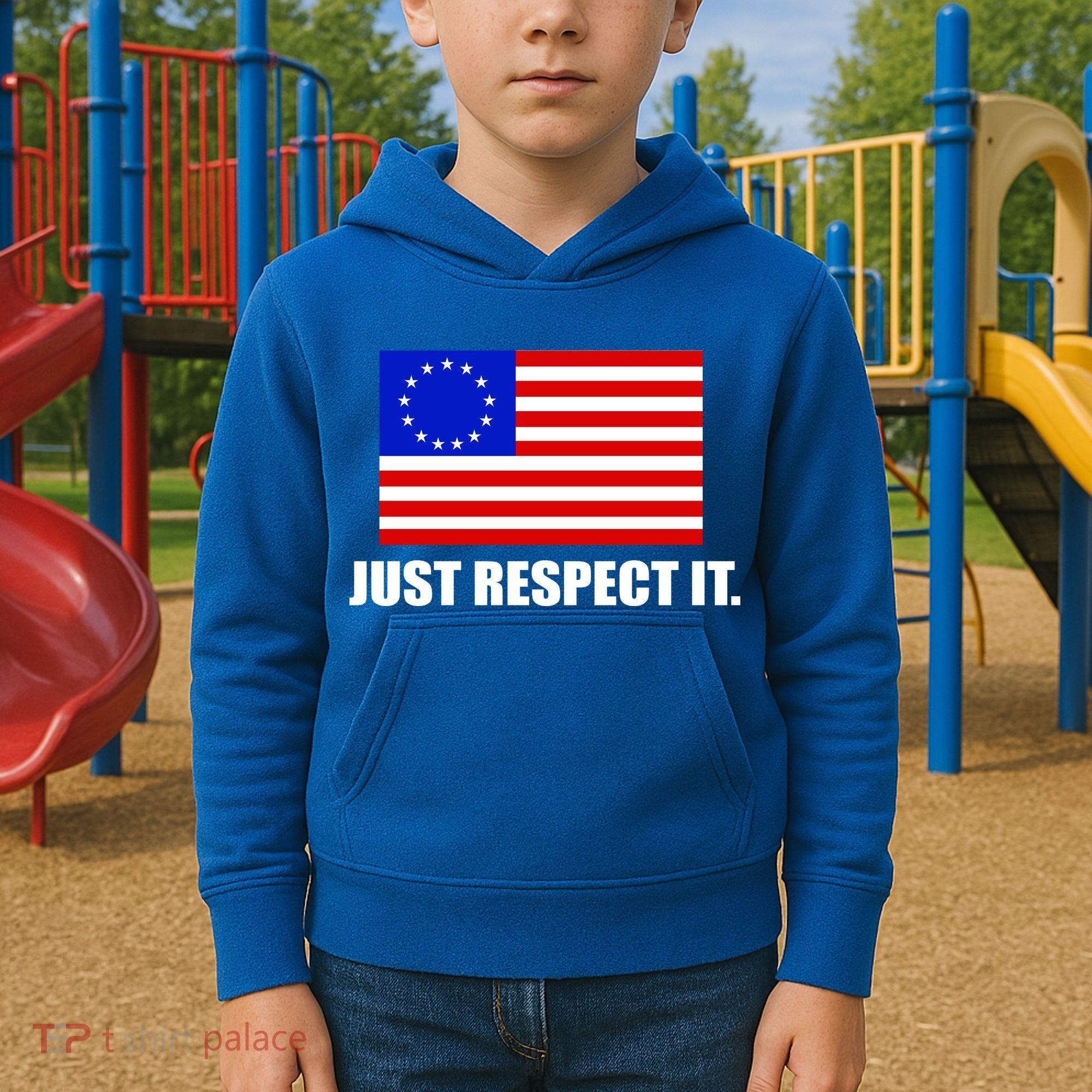 Betsy Ross Flag Just Respect It Kids Hoodie