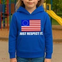 Betsy Ross Flag Just Respect It Kids Hoodie thumb 3