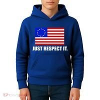 Betsy Ross Flag Just Respect It Kids Hoodie thumb 4