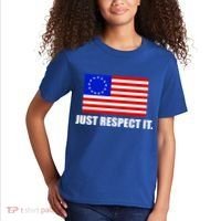 Betsy Ross Flag Just Respect It Kids T-Shirt thumb 2
