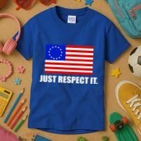 Betsy Ross Flag Just Respect It Kids T-Shirt thumb 3