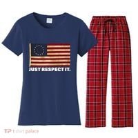 Betsy Ross Original Colonies Just Respect It Women's Flannel Pajama Set thumb 0