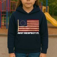Betsy Ross Original Colonies Just Respect It Kids Hoodie thumb 3