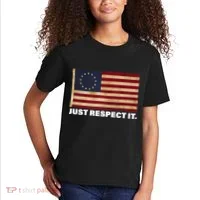 Betsy Ross Original Colonies Just Respect It Kids T-Shirt thumb 2