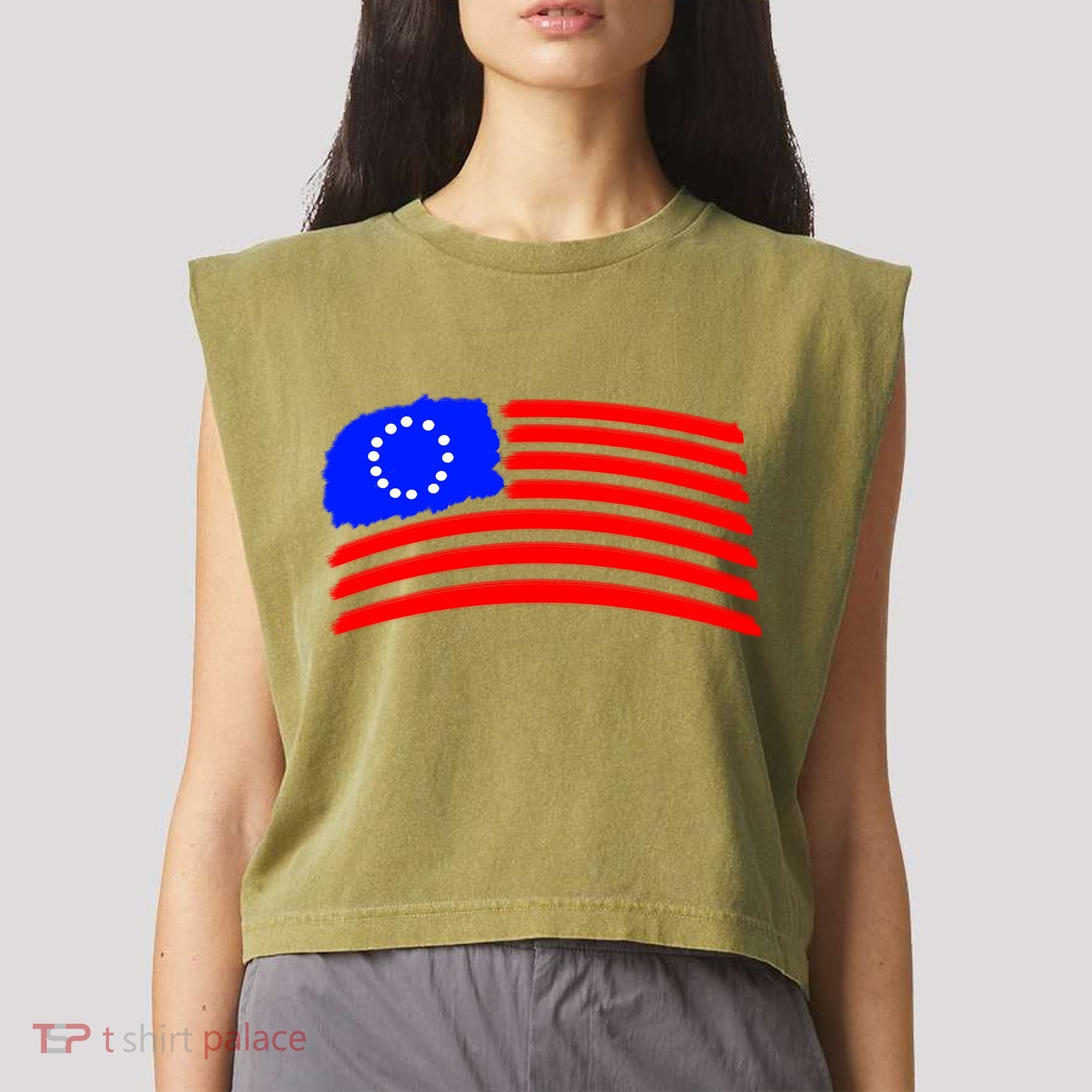 Betsy Ross Original Painted Flag Garment-Dyed Women's Muscle Tee