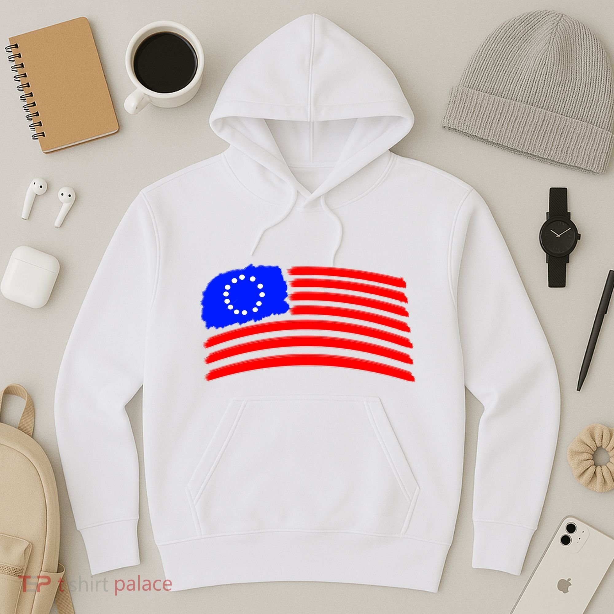 Betsy Ross Original Painted Flag Hoodie