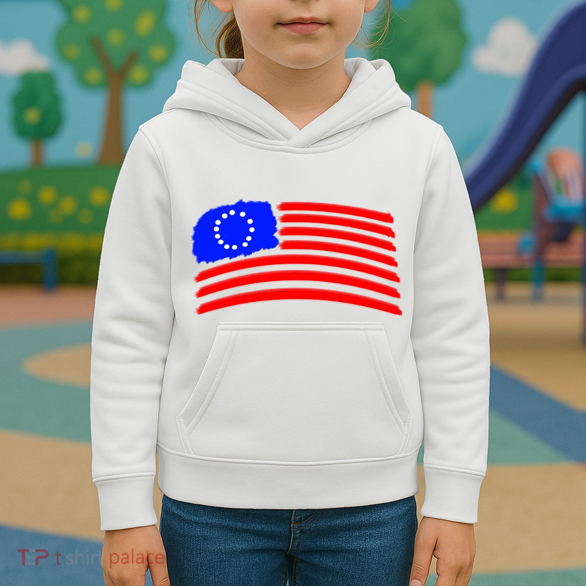 Betsy Ross Original Painted Flag Kids Hoodie