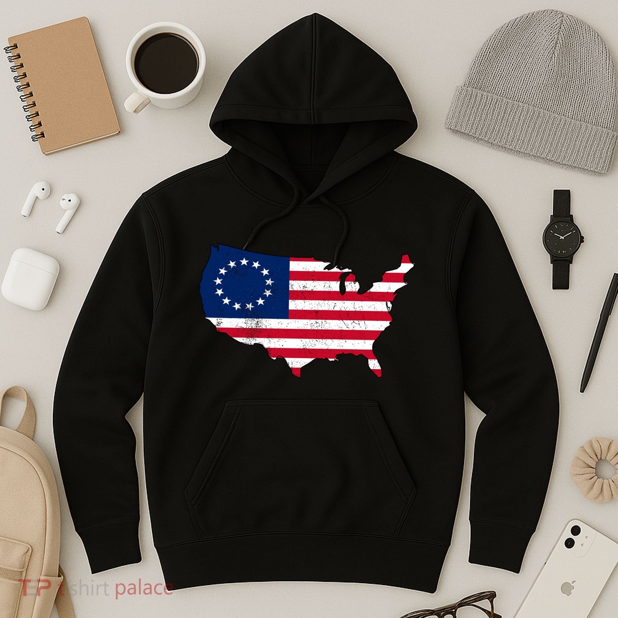 Betsy Ross USA Flag Revolutionary War Hoodie