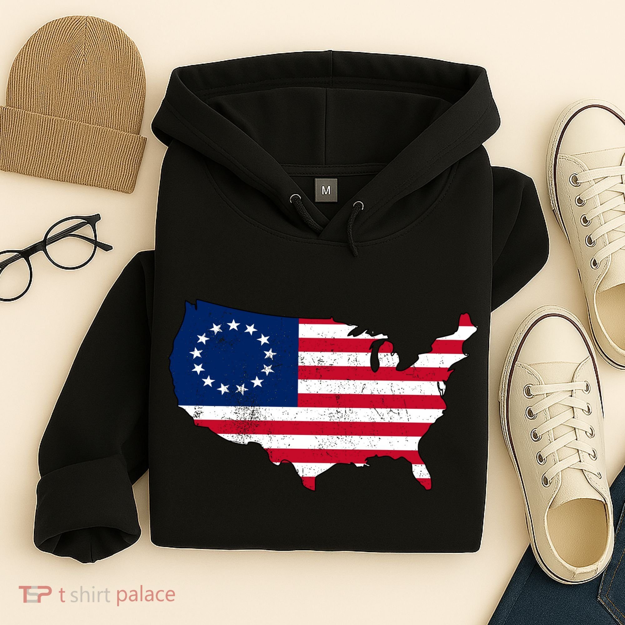 Betsy Ross USA Flag Revolutionary War Hoodie